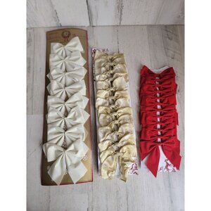 Variety beige white red bow set Xmas decor present vintage‎